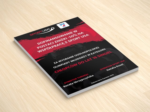 Wykonanie dyplomów i broszur informacyjnych dla SPORT USA
