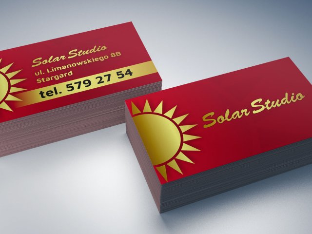 Projekt i wydruk wizytówek dla Solar Studio