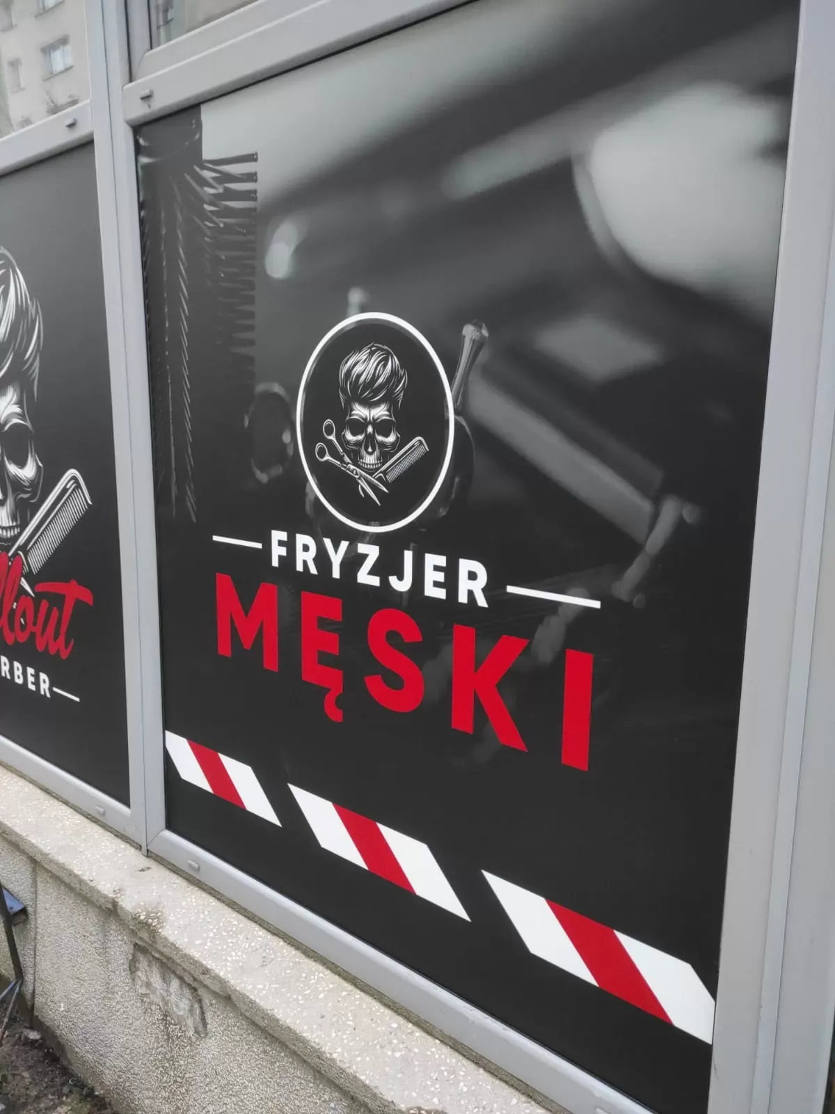 Oklejenie witryny dla Salonu Chillout Barber