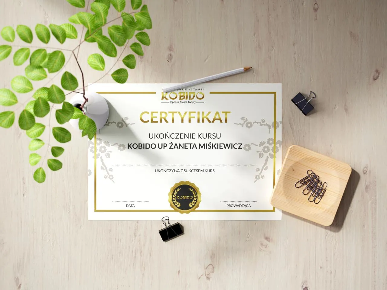 Wykonanie certyfikatów dla Kobido Up