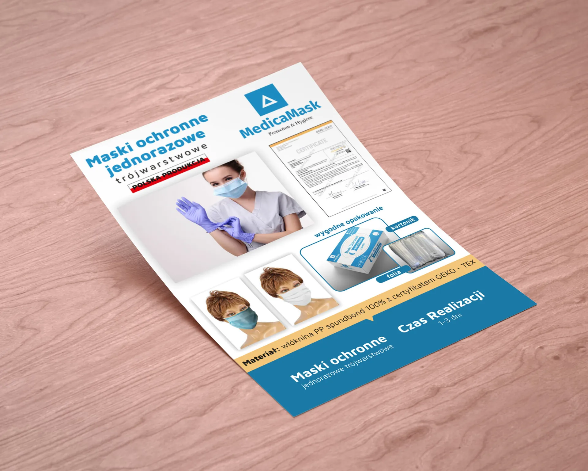 Przygotowanie projektu graficznego oferty dla firmy MedicaMask