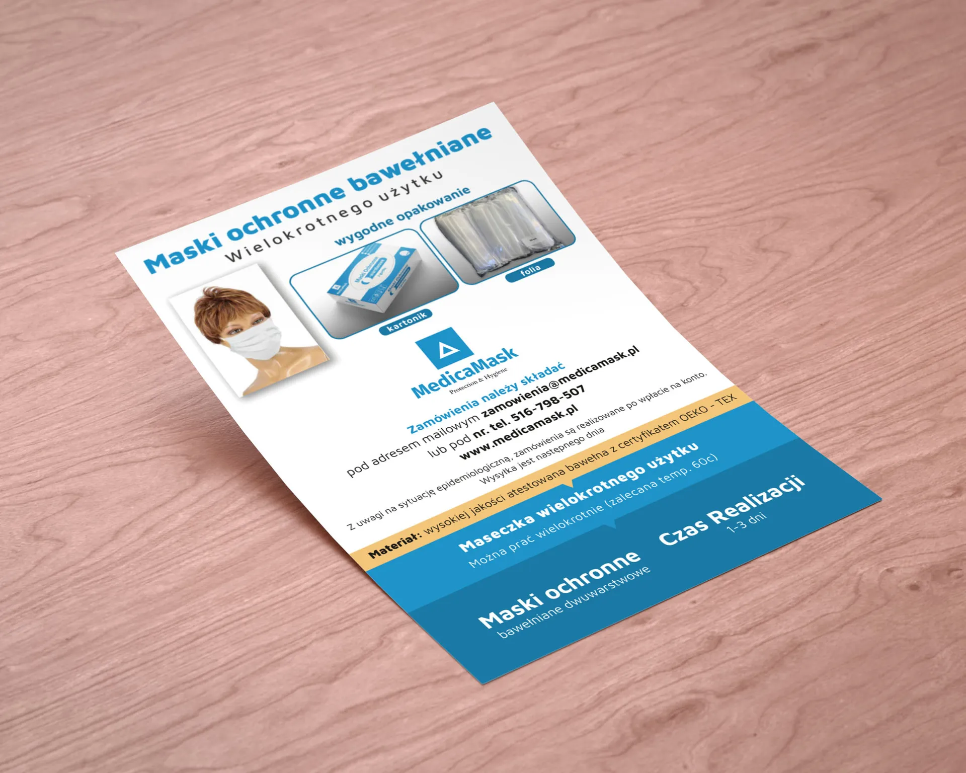 Przygotowanie projektu graficznego oferty dla firmy MedicaMask