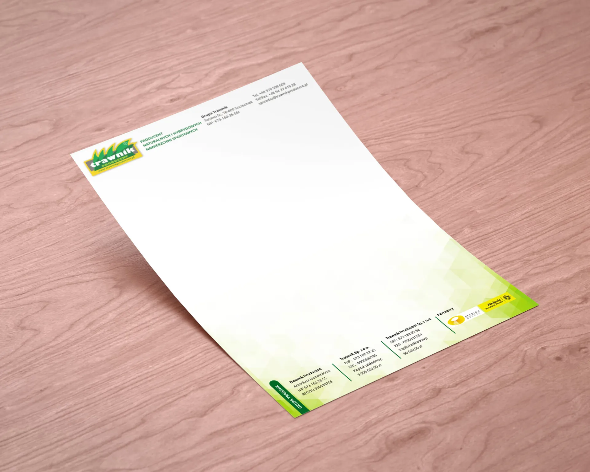 Papier firmowy dla Trawnik Producent