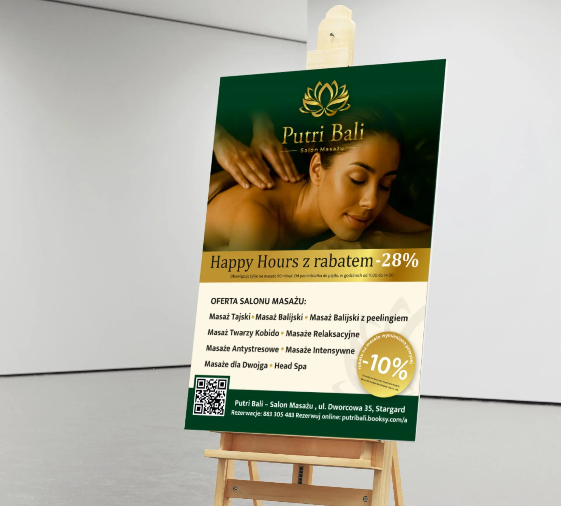 Wykonanie plakatów A1 Happy Hours dla Putri Bali