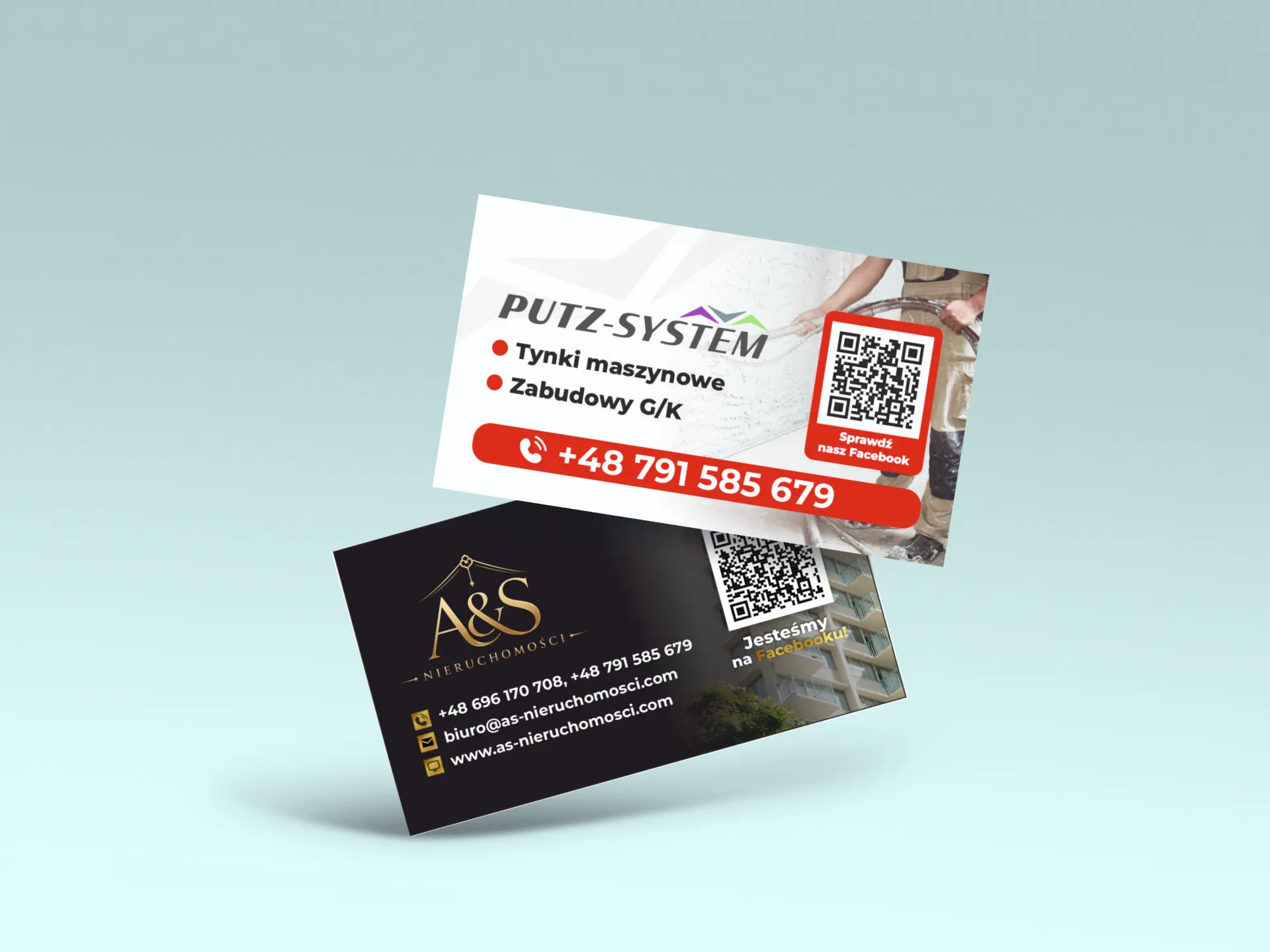 Wizytówki dla Putz System i A&S Nieruchomości