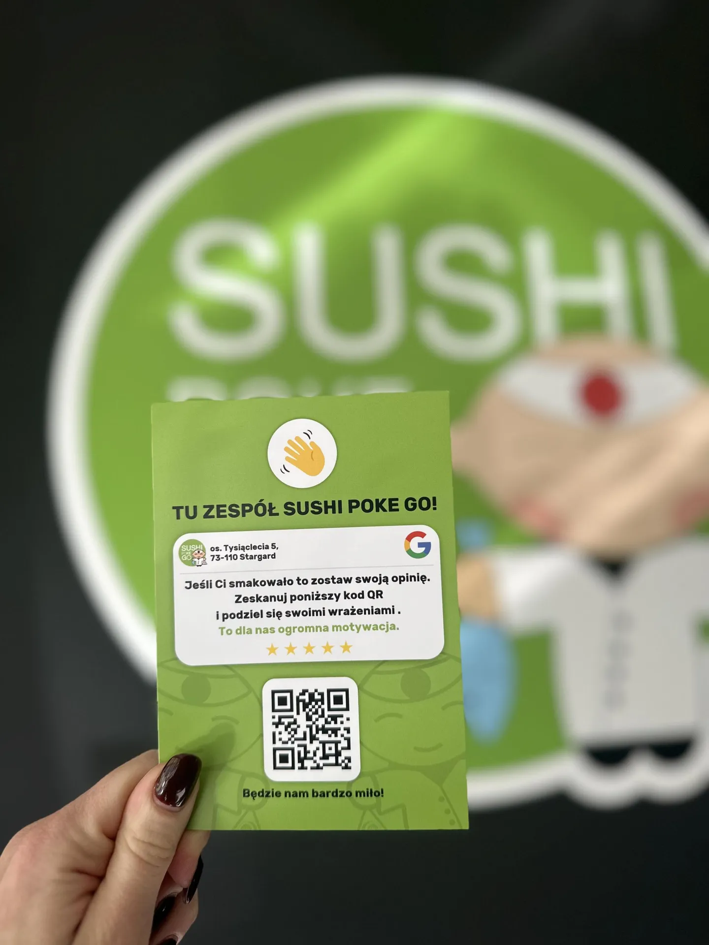 Karty z podziękowaniem dla Sushi Poke Go