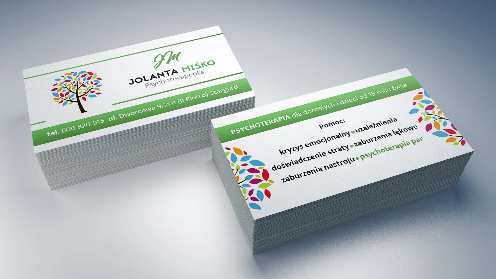 Wizytówki dla Psychoterapeuty Jolanty Miśko